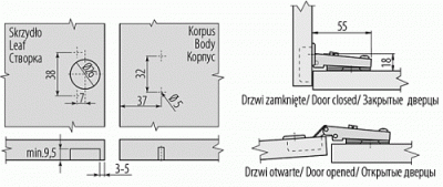 GTV: Петля мини GTV Ø26 + ответная Планка H=0 с евро шурупом ZP-CIBI9H0ZE