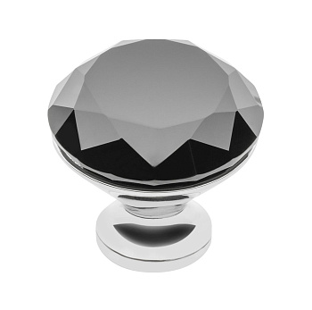 Ручка-кнопка CRYSTAL PALACE B 40мм, хром/черное стекло GTV GZ-CRPB40-A1