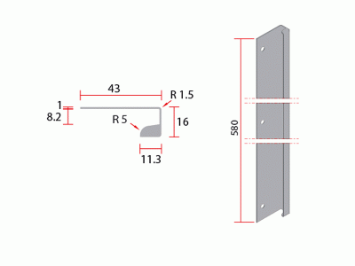 Профиль GOLA Alphalux (компенсатор) для духовых шкафов, L=580мм., алюминий