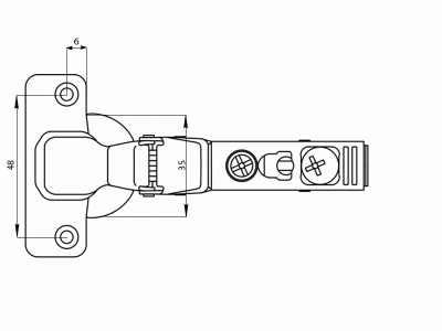 Петля для вкладных дверей Firmax Click-on Soft-Close, угол открывания 100°, 48мм