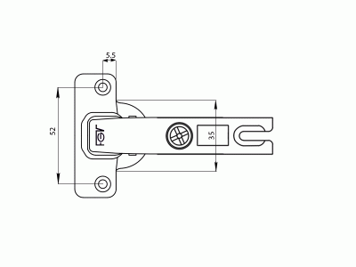 Петля для угловых дверей 180°(90°), под доводчик ALFA угол открывания 110°, 48мм, шуруп