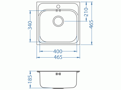 Мойка Alveus Basic 140 satin, 465x465x185мм