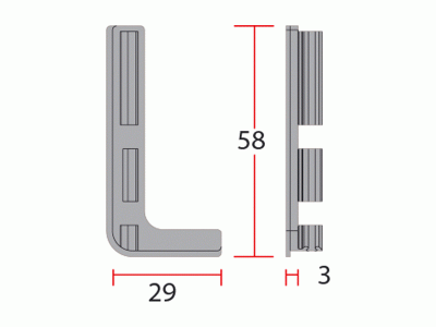 Комплект торцевых заглушек Г-образных верхнего профиля GOLA Alphalux(2 части:L+R), алюминий
