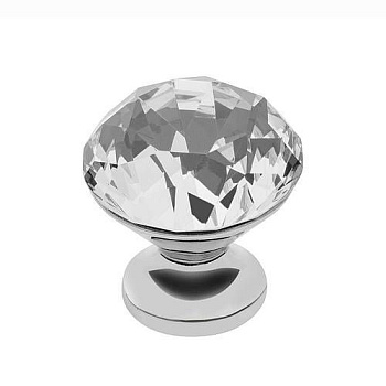 GTV: Ручка-кнопка CRYSTAL PALACE B 25мм, хром/стекло GZ-CRPB25-01