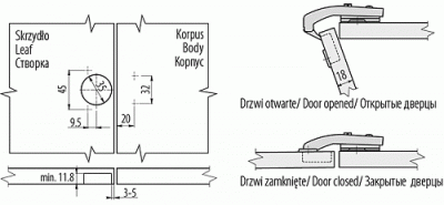 GTV: Петля GTV 90° + Планка Н=2 без евро шурупа ZP-KT90H2-BE