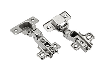 GTV: Петля полунакладная GTV Ø35 с ответной планкой H=0 с евро шурупом, сверление - 45мм вес-60 гр. ZP-BICN080ZE