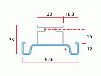 Профиль GOLA Alphalux вертикальный средний(для шкафов из ДСП=16мм) L=4.5м., алюминий