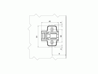 Планка монтажная Firmax для петель серии Click-on, H=0, шуруп