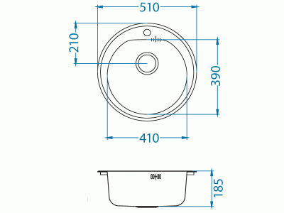 Мойка Alveus Form 30 satin, диаметр 510мм, глубина 185мм