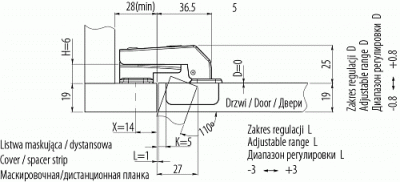 GTV: Петля GTV 90° короткое плечо + Планка Н=6 без евро шурупа ZP-KTK90H6BE