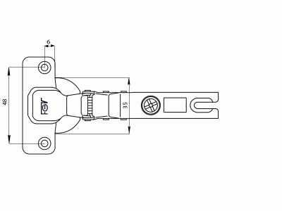 Петля для смежных дверей Slide-on под доводчик ALFA, угол открывания 110°, 48мм, шуруп