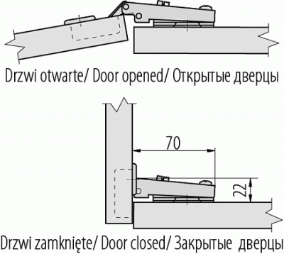 GTV: Петля накладная с клипом GTV H=0 без пружины, 45мм с эксцентриковой регулировкой без евро шурупа ZP-COCA450-BE