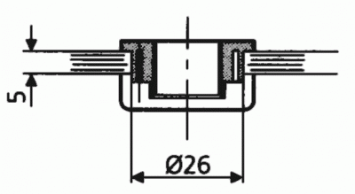 Петля QS для вкладных стеклянных дверей(под сверление), угол открывания 105°, черная