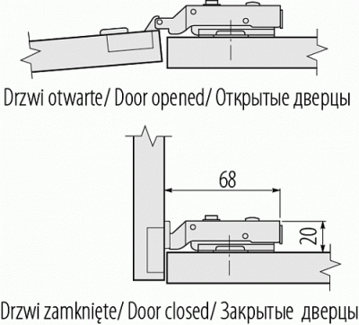 GTV: Петля накладная мини GTV самозакрывающаяся с евро шурупом ZP-CIHC090ZE