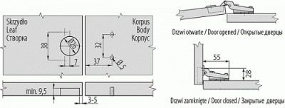 GTV: Петля мини GTV Ø26 + ответная Планка H=0 с евро шурупом ZP-CIBI8H0ZE