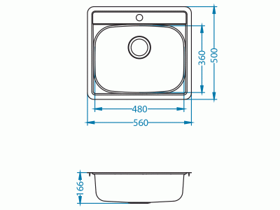 Мойка Alveus More 10 satin, 560x500x166мм