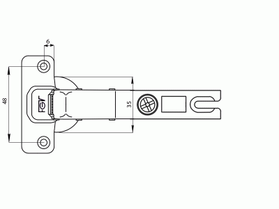 Петля для угловых дверей 135°(45°), под доводчик ALFA угол открывания 110°, 48мм, шуруп