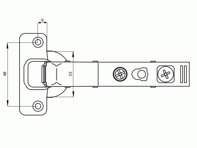 Петля Firmax для угловых дверей 45° Click-on Soft-Close, угол открывания 100°,48мм, под шуруп