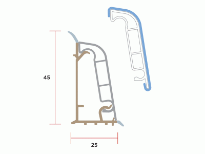 Бортик пристеночный овальный ALPHALUX вулканич. пепел, 45*25 мм, L=4000 мм