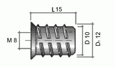 BU05 Муфта, L=15мм, М8, цинк BU05 Муфта, L=15мм, М8, цинк