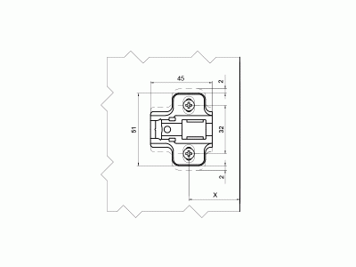 Планка монтажная Firmax для петель серии Click-on, H=2, евровинт
