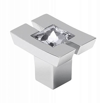 GTV: Ручка-кнопка с кристаллами 24х18мм, хром GZ-71C024-01