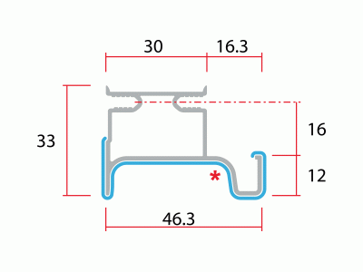 Профиль GOLA Alphalux вертикальный боковой(для шкафов из ДСП=16мм) L=4.5м., алюминий