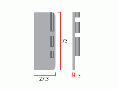 Комплект торцевых заглушек сплошных среднего профиля GOLA Alphalux(2 части:L+R), алюминий